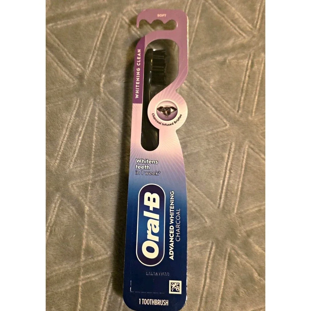 Oral-B Advanced Whitening Charcoal Toothbrush, Soft Charcoal-Infused, Black
